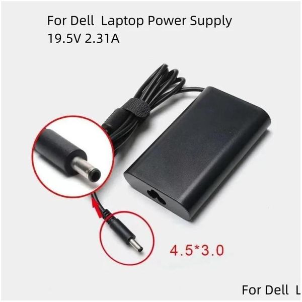 Adaptadores de laptop carregadores 19.5V 2.31A 45W AC Adaptador de alimentação para Dell Inspiron 153552 Hk45Nm140 La45Nm140 Ha45Nm140 Kxttw Bateria Otluu