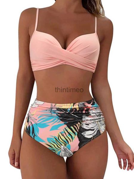 Damen-Badebekleidung, Bikini, Push-Up-Badeanzug, Damen, sexy, solide Badebekleidung, floraler Badeanzug, gerüscht, Strandmode, XL, hohe Taille, Bikini 2023, Frau YQ231219