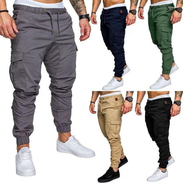 Pantaloni da uomo Abbigliamento da lavoro Pantaloni multitasche Pantaloni casual con fascia alla caviglia