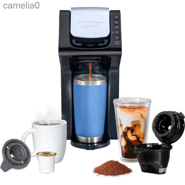 Kaffeemaschinen Hamilton Beach Gen 4 FlexBrew Single-Serve Hot Iced Coffee Maker mit abnehmbarem Behälter, kompatibel mit Pod Packs und GroundsL231219