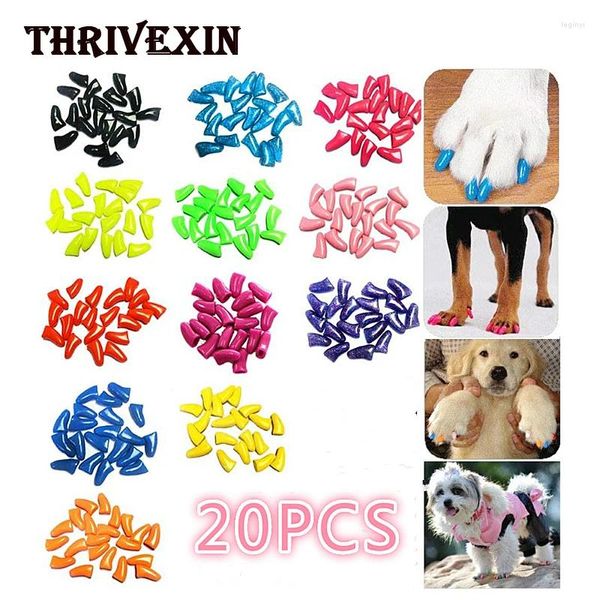Hondenkleding 20 stuks spijkerkapjes Kleurrijke zachte kattenklauwpoten Cover met lijm Lijm Huisdierproducten Schoenen Puppy
