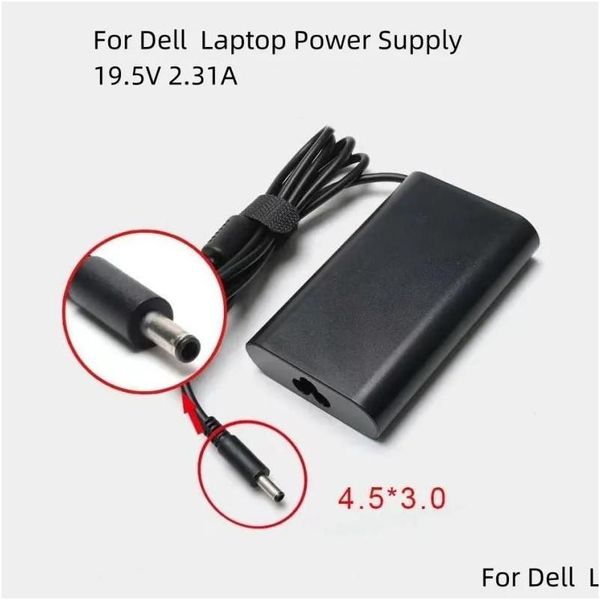 Adaptadores de laptop carregadores 19.5V 2.31A 45W AC Adaptador de fonte de alimentação para Dell Inspiron 153552 Hk45Nm140 La45Nm140 Ha45Nm140 Kxttw Bateria Otubp