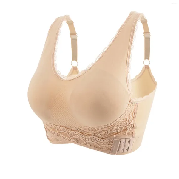 Reggiseno sportivo modellante da donna Moda donna Pizzo di cotone Solido Fibbia laterale anteriore Yoga Intimo da corsa Anti-cedimento Reggiseni dimagranti e sagomati