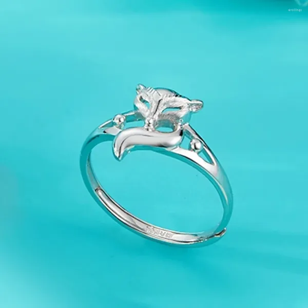 Cluster-Ringe, echtes reines Platin 950, Band für Damen, Geschenk, glücklicher, niedlicher, geschnitzter Ring