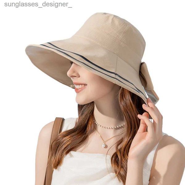 Hüte mit breiter Krempe, Eimerhüte für Damen, Sommer, faltbarer Eimerhut für Strandurlaub, La Spring, gestreifter Bowler für Sonnenschutz im Freien, eleganter Sonnenschutz CL231219