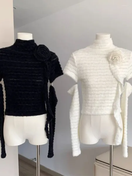 Kadın Sweaters Fashion Basit Klasik Örme Kazak Vintage Yelttaşlığı Uzun Kollu Lüks Küleyler Sokak Renkleri Sokak Giyim Sonbahar