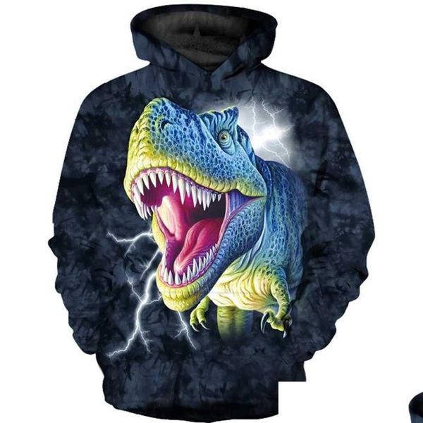 Hoodies moletons meninos moletom dinossauro legal moda crianças outono 3d impresso menina animal tarambola 220110 gota entrega b dhugh