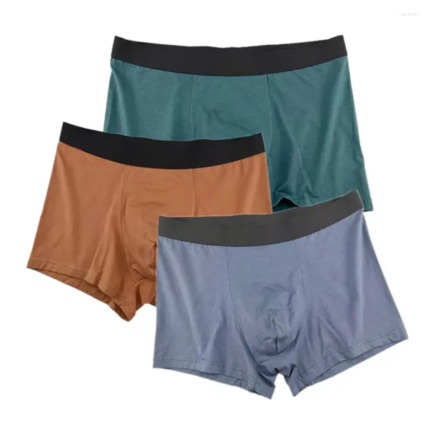 Cuecas masculinas de algodão boxer bugle bolsa roupa interior solta breve elasticidade calcinha ultra-macia leve lingerie sólida roupa de banho