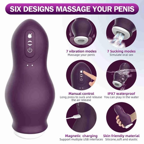 Artikel Automatisches Saugen Männlicher Masturbator Cup Oral Vaginal Penis Maschine Vagina Vibrator Masturbation Cup Sexspielzeug für Mann Erwachsenenspielzeug