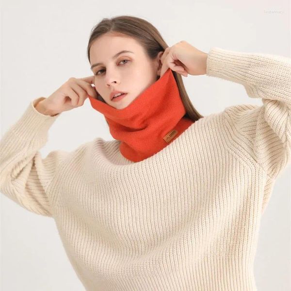 Шарфы однотонный вязаный шейный платок на осень-зиму для мужчин и женщин, утолщенный теплый шарф для шеи, модная женская маска для верховой езды
