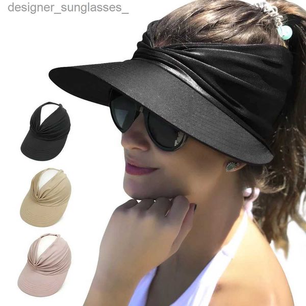 Козырьки женские солнцезащитные шляпы пляжные C для женщин хлопок козырек с большими полями козырек с пустой крышей дизайн летняя прогулка дамы PlayaTY0061L231219