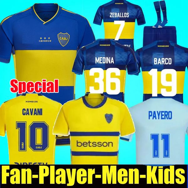 23 24 Boca Juniors CARLITOS CAVANI camisas de futebol 2023 2024 Especial Benedetto VILLA MARADONA SALVIO MEDINA casa fora terceira camisa de futebol masculino kit infantil
