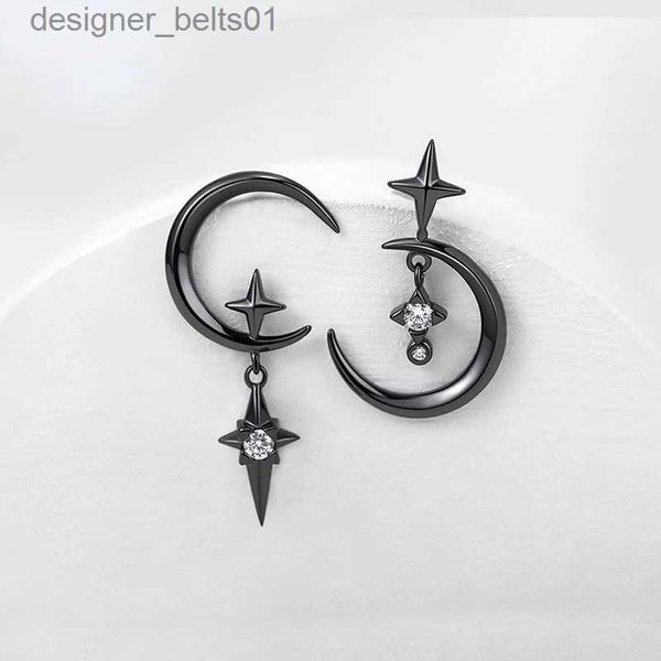 Pieno lampadario 925 Orecchini in cristallo ad ago in argento sterling Orecchini lunari Design a sospensione per le donne stallone per le orecchie Tren Women Earring Danglel231219