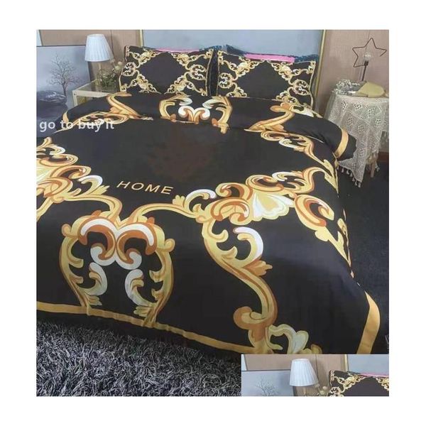 Conjuntos de cama Designer 4 Pcs Algodão Tecido Queen Size Estilo Europeu Quilt Er Fronhas Cama Folha Duveta Consolador Ers 13 Drop Delive Dhf1e