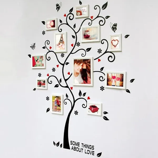 Adesivos de parede Grande 200 250cm / 79 99in Preto 3D DIY Po Tree PVC Decalques Adesivo Família Mural Art Home Decor Pequeno