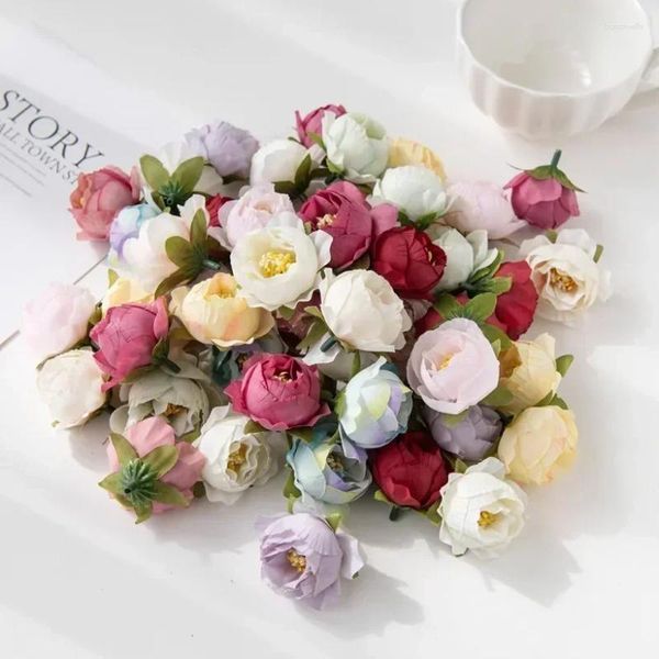 Декоративные цветы, искусственные винтажные европейские розы, сделай сам, шелк ручной работы для свадебного украшения, Рождественский домашний декор