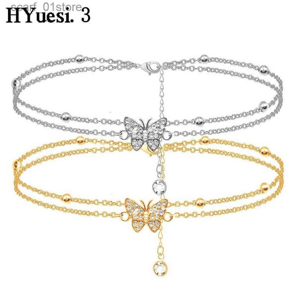 Fußkettchen Sommer Schmetterling Fußkettchen Für Frauen Einstellbar Gold Silber Farbe Geschichteten Fuß Knöchel Armband Mädchen Strand Party SchmuckL231219