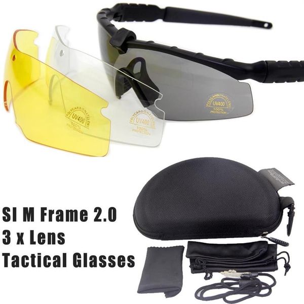 Whole-US STANDARD Issue M Frame 2 0 3 Lentes Óculos táticos Óculos de tiro do exército para homens Óculos de sol esportivos para Warga2440