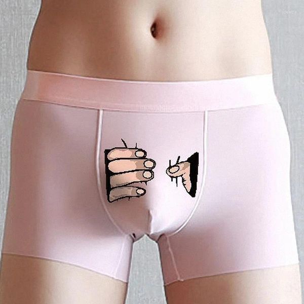 Cuecas masculinas de seda roupa interior dos desenhos animados boxer calcinha homem boxers criativo engraçado underpant boxershorts sexy