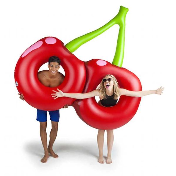 Boje Life Vest Boje 180 cm Riesen aufblasbarer Kirschpool Float Red Beach Lounger Luftmatratze Erwachsener Schwimmring Wasser Sommerfeier Spielzeug