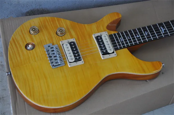 Левша высокого качества Tiger Flame Maple Paul Reed Smis Custom 24 лада желтая электрогитара из красного дерева и палисандра