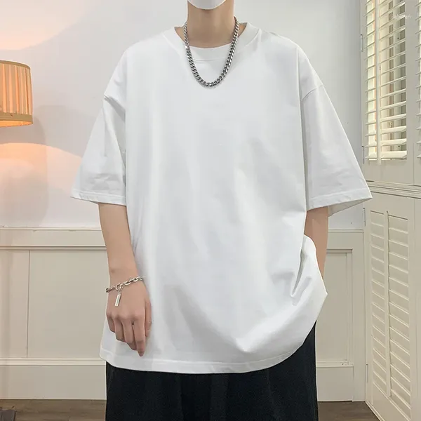 Magliette da uomo Magliette da uomo solide Magliette oversize di base Hip Hop Streetwear Manica corta Abbigliamento casual Girocollo Magliette maschili Puro cotone