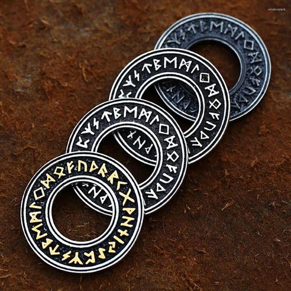 Anhänger Halsketten Einfache Mode 316L Edelstahl Nordic Amulett Runde Halskette männer Viking Rune Pirat Hohe Qualität Schmuck