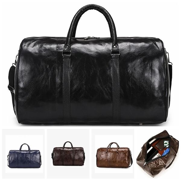 Seesäcke Leder Reisetasche Große Duffle Unabhängige Große Fitness Taschen Handtasche Tasche Gepäck Umhängetasche Schwarz Männer Mode Reißverschluss Pu 231218