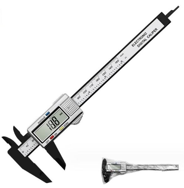 Vernier kaliperler 150mm LCD Dijital Kaliper Akü Göstergesi ile Elektronik Plastik Mikrometre Ölçüm Aracı Mücevher Ölçüm Vernier Ölçeği