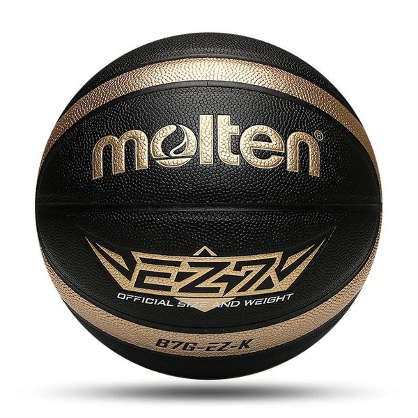 Molten Size 5 6 7 Basket Nero Oro PU Outdoor Indoor Palloni da donna Gioventù Uomo Match Training Basketalls Borsa con pompa ad aria libera 231220