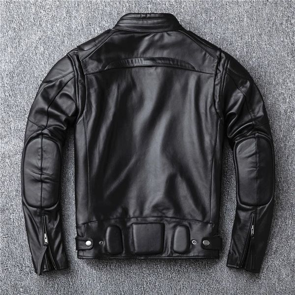 Pele masculina pele sintética genuína 100% couro s para homens camada superior real homem outono inverno plus size jaqueta de motocicleta masculina 231220