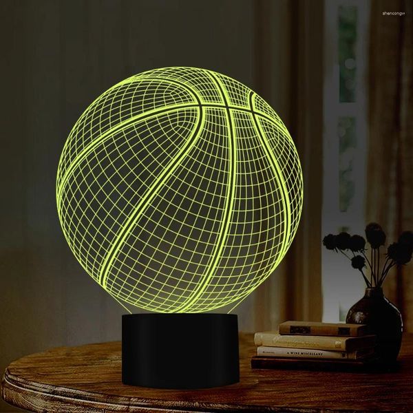 Luci notturne Cool 3D Basket LED Illusion Touch USB 7 Cambia colore Lampada Camera da letto Luce Bambino Ragazzi Uomo Regalo Sport Decorazione della casa