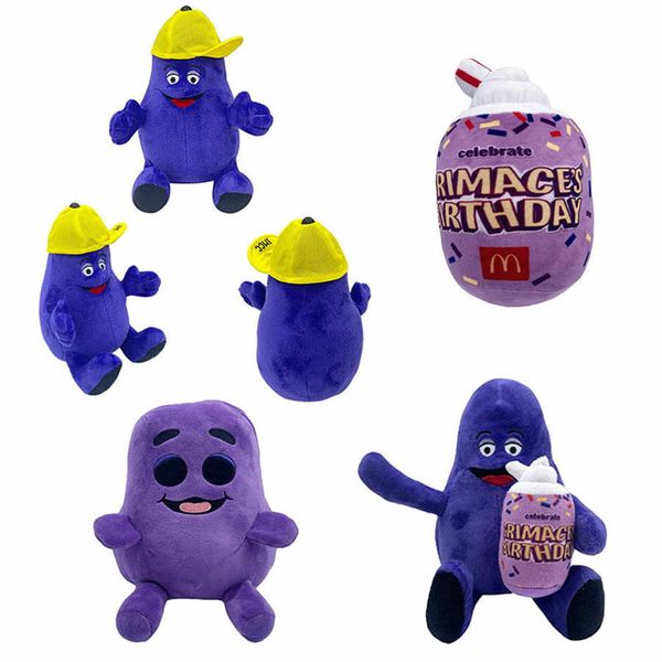 Stofftierspielzeug Grimace Shake Gelber Hut Lila Grimace Milkshake Monster Plüsch Weihnachtsgeschenk