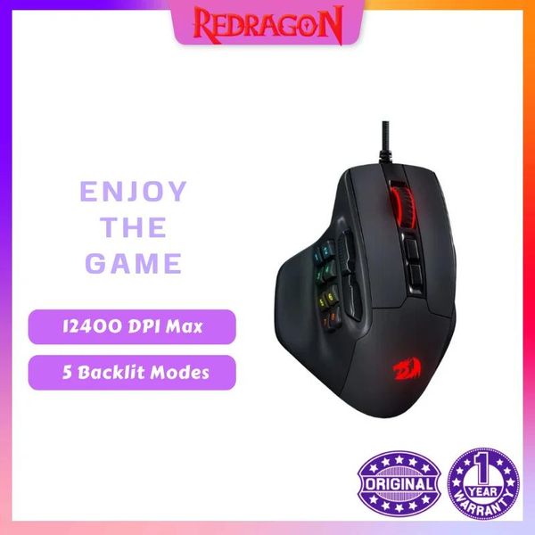 COMBOS REDRAGON M811 MOUSE GAMING AATROX MMO, 15 pulsanti programmabili mouse giocatore RGB cablato