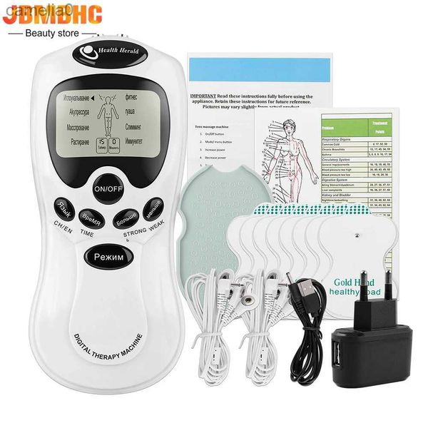 Massaggiatori elettrici EMS Tens Unit 8 modalità Elettrostimolatore muscolare Collo Indietro Piede Mano Gamba Massaggiatore corpo Microcorrenti Impulso a bassa frequenza RilassanteL231220