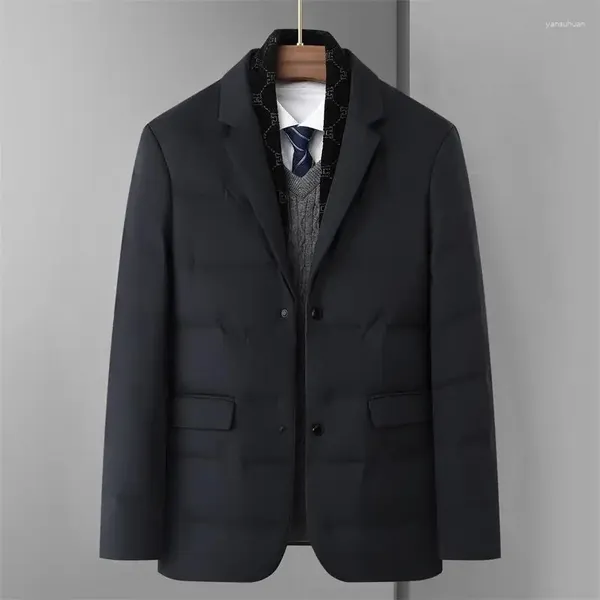 Herrenanzüge Mode Warme Weiße Entendaunenjacke Einfarbig Alles Passend Schlanke Männliche Winter Freizeit Blazer Kleidung