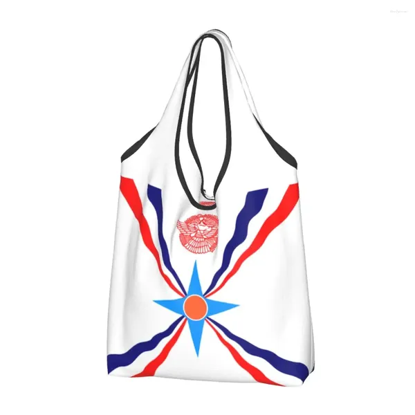 Sacos de compras Assyrian Flag Mercearia Tote Mulheres Bonito Aramean Orgulhoso Ombro Shopper Grande Capacidade Bolsas