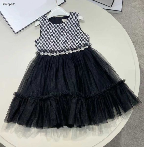 Abito da ragazza di lusso in pizzo abiti da bambino Taglia 110-160 gonna firmata per bambini Cintura con fiori di diamanti Design abito da bambino Dec10