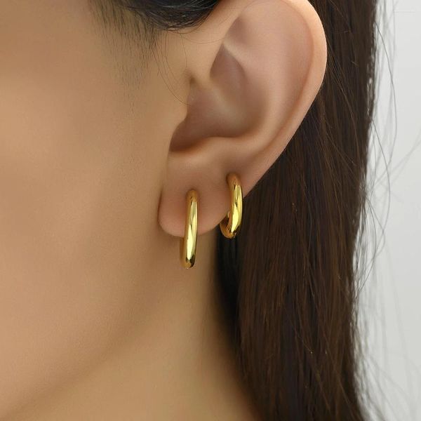 Серьги обручи гладкая поверхность круглый серьговый ухо для женщин модное зеркало лицо золото цвето