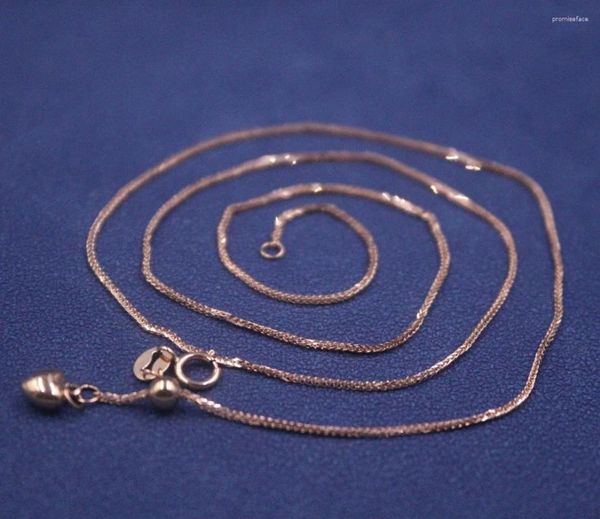 Ketten Echte reine 18-Karat-Roségoldkette für Damen, 0,9 mm, Weizenherz, verstellbare Halskette, 1,8–2 g