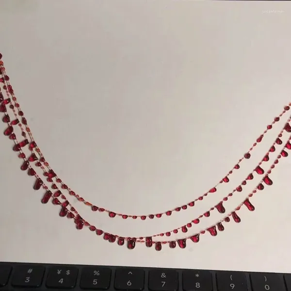 Catene Y4QE Collane girocollo con sangue rosso Collana irregolare in cristallo che gocciola gioielli da sposa per le donne