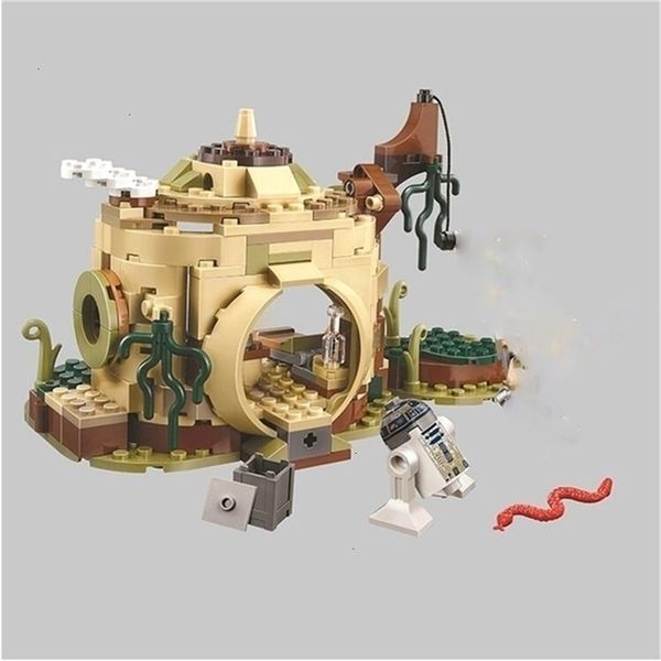 Modelo Diecast em estoque Yodas HUT 10904 Modelo Bloqueio Kits Kits Space Wars 229pcs MOC75208 de Construção Toys Educacional Presentes de Natal 231204