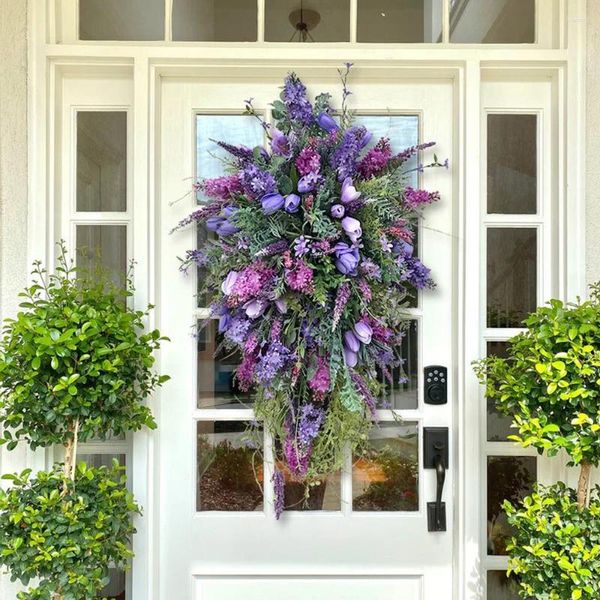 Декоративные цветы, весенний фиолетовый венок из тюльпанов, гиацинт, вышитый шар, цветок, красочные и летние украшения дома