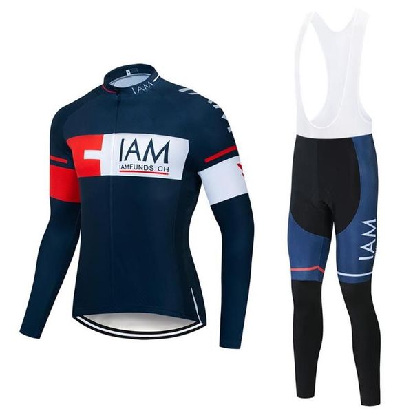 2020 Team IAM Langarm-Radtrikot-Set Frühling Herbst Ropa Ciclismo atmungsaktive Rennradbekleidung MTB Bike 9D Gel Pad238S