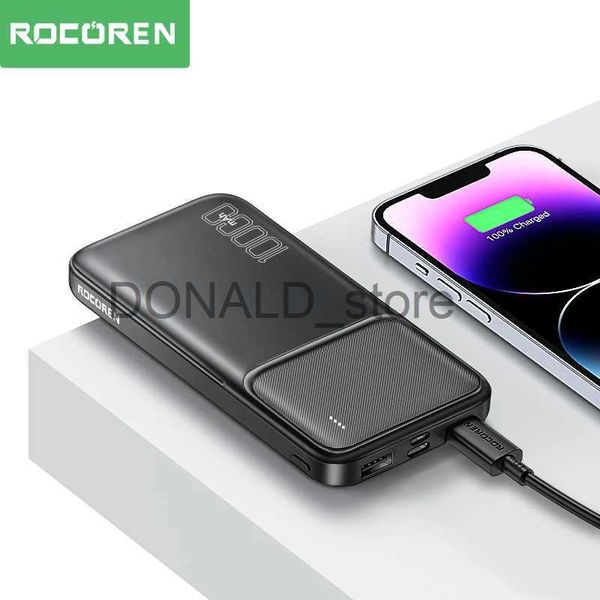 Handy-Powerbanks Rocoren 10000 mAh Power Bank Tragbares Ladegerät Externer Akku 10000 mAh Schnelllade-Powerbank für iPhone Xiaomi mi 13 POCO J231220