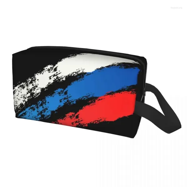 Kosmetiktaschen, Russland-Flagge, russischer Stolz, Tasche für Damen, Kawaii, großes Fassungsvermögen, Make-up-Etui, Schönheitsaufbewahrung, Toilettenartikel