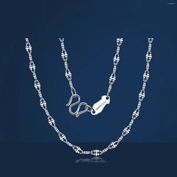 Цепочки из настоящей чистой платины 950, женская цепочка на удачу, ожерелье с резными губами, 2,3 г/45 см
