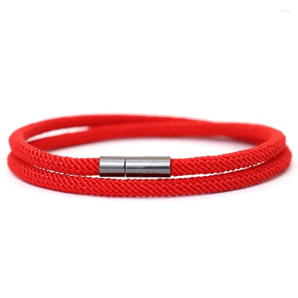 Bracelets de charme Bracelet à cordes rouges porte-bonheur minimaliste unisexe double couche 4mm chaîne de cordon en nylon bracelet assorti accessoires de braslet empilables