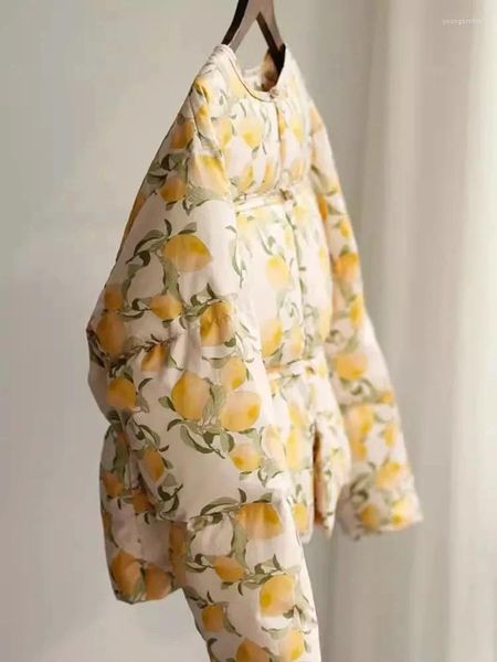 Casacos de trincheira femininos impressos soltos curtos de algodão 2023 outono/inverno moda estilo étnico senhora jaqueta