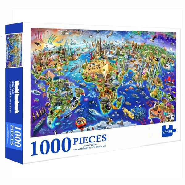 3D-Puzzle, 7550 cm, 1000 Teile, Puzzle für Erwachsene, Wahrzeichen der Welt, schöne Landschaftsgemälde, stressreduzierendes Spielzeug, Weihnachtsgeschenke, 231219